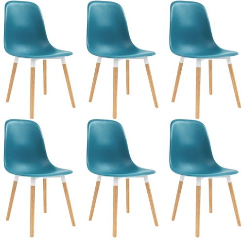 Dining chairs 6 pcs turquoise plastic - Dining Chair - Main image