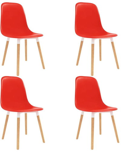 Dining chair 4 pcs red plastic - Dining Chair - Main image