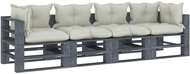 4-seater garden sofa made of pallets with beige wood cushions 3052570 - Garden Sofa