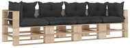 4-seater Garden Sofa made of Pallets with Black Cushions Wood 3052210 - Garden Sofa