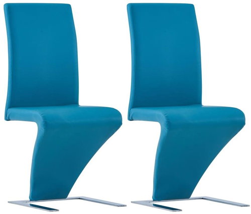 Dining chair with zigzag design 2 pcs blue faux leather - Dining Chair - Main image