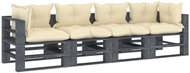 4-seater Garden Sofa from Pallets with Cream Pillows Wood 3052594 - Garden Sofa