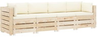 4-seater Garden Sofa from Pallets with Cream Cushions Wood 3051828 - Garden Sofa