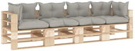 4 seater garden sofa made of pallets with taupe cushions wood 3052258 - Garden Sofa