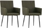 Dining chair with armrests 2 pcs brown textile - Dining Chair