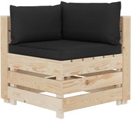 Rohová zahradní pohovka z palet s černými poduškami dřevo 3051731 - Zahradní pohovka