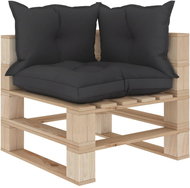 Corner garden sofa made of pallets with black cushions wood 3052205 - Garden Sofa