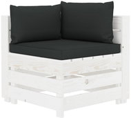 Corner Garden Sofa made of Pallets with Black Cushions Wood 3051869 - Garden Sofa