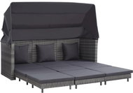 Rozkládací 3místná pohovka se stříškou polyratan šedá 46077 - Zahradní pohovka