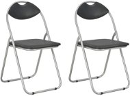 Skladacie jedálenské stoličky 2 ks čierne umelá koža - Jedálenská stolička