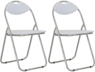 Skladacie jedálenské stoličky 2 ks biele umelá koža - Jedálenská stolička