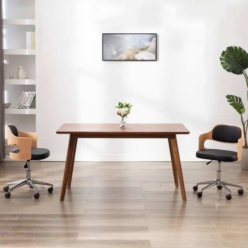 Swivel dining chair black bent wood and faux leather - Dining Chair - Main image