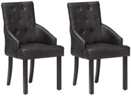 Dining chair 2 pcs black genuine goat leather - Dining Chair