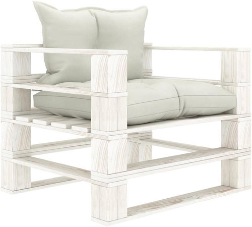 Garden Sofa made of Pallets with Beige Cushions Wood 3052420 - Garden Sofa - Main image