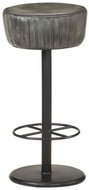 Bar stool gray with genuine leather flap - Bar Stool