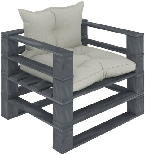 Garden Sofa made of Pallets with Beige Cushions Wood 3052564 - Garden Sofa - Main image