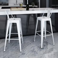 Bar stools 2 pcs white steel - Bar Stool