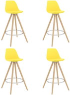 Bar stools 4 pcs yellow PP and solid beech wood - Bar Stool