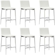 Bar Stools, 6 pcs, White Artificial Leather - Bar Stool