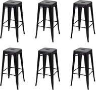 Bar Stools, 6 pcs, Black Steel - Bar Stool