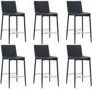 Bar Stools 6 pcs Black Faux Leather - Bar Stool