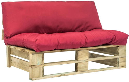 Garden sofa made of pallets with red pillows pine 275286 - Garden Sofa - Main image