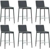 Bar Stools, 6 pcs, Grey Faux Leather - Bar Stool