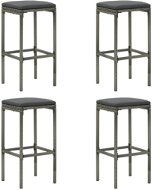 Bar stools with cushions 4 pcs gray polyrattan - Bar Stool