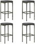 Barové stoličky s poduškami 4 ks sivé polyratan - Barová stolička