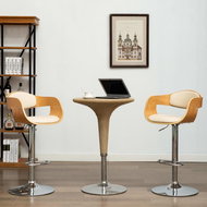 Bar Stools 2 pcs Cream, Bent Wood and Artificial Leather - Bar Stool