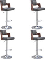 Bar Stools 4 pcs Frame made of Bent Wood, Faux Black Leather - Bar Stool