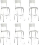 Bar Stools 6 pcs White Solid Plywood and Steel - Bar Stool