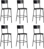 Barové stoličky 6 ks čierne masívna preglejka a oceľ - Barová stolička
