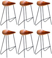 Bar Stools. 6 pcs. Brown Genuine Leather - Bar Stool