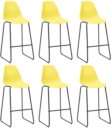 Bar Stools 6 pcs Yellow Plastic - Bar Stool - Main image