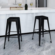 Bar stools 2 pcs black steel - Bar Stool