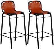 Barové stoličky 2 ks, pravá koža - Barová stolička