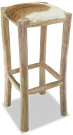 Genuine leather bar stool and solid teak - Bar Stool