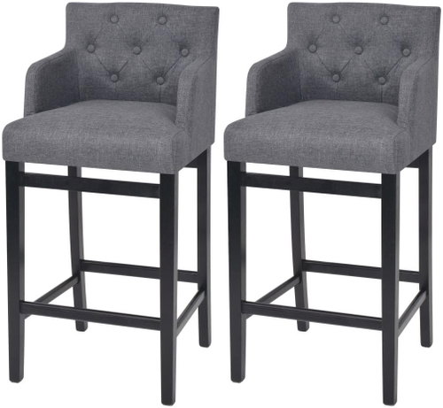 Bar stools 2 pcs dark gray textile - Bar Stool - Main image
