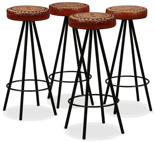 Bar stools 4 pcs genuine leather - Bar Stool - Main image