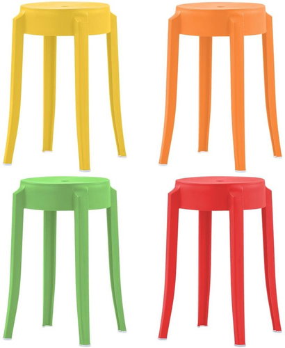 Stackable chairs 4 pcs multicoloured plastic - Bar Stool - Main image
