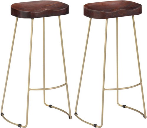 Gavin bar stools 2 pcs solid mango wood - Bar Stool - Main image