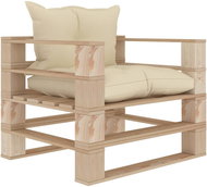 Garden Sofa made of Pallets with Cream Pillows Wood 3052300 - Garden Sofa