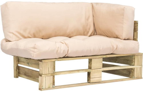Garden Sofa made of Pallets with Sandy Cushions Pine 275290 - Garden Sofa - Main image