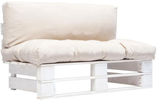 Garden sofa made of pallets with sand cushions pine 277377 - Garden Sofa - Main image