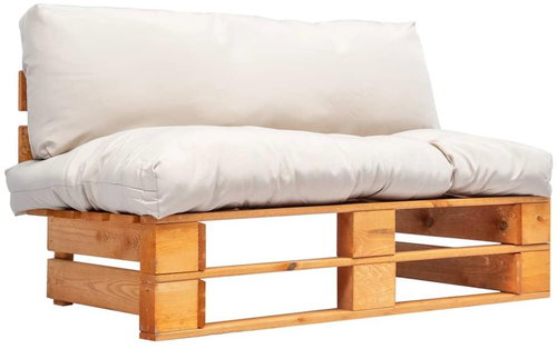 Garden sofa made of pallets with sand cushions pine 277443 - Garden Sofa - Main image