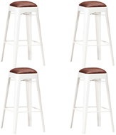 Bar stools 4 pcs white genuine leather - Bar Stool