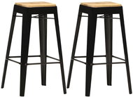 Bar stools 2 pcs black solid mango wood - Bar Stool
