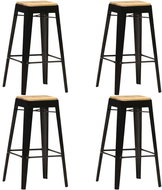 Bar stools 4 pcs black solid mango wood - Bar Stool