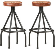 Bar stools 2 pcs genuine leather canvas - Bar Stool